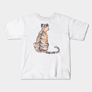 Tiger from behind ink and watercolor Kids T-Shirt